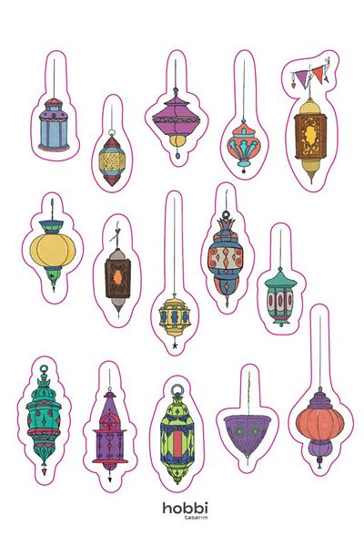 Hobbi Tasarım Mixed Islamic Sticker Label 90 Pieces