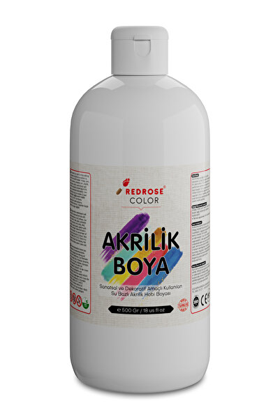 REDROSE COLOR Beyaz Akrilik Boya 500 gr Sanatsal, Dekoratif, Hobi Amaçlı, Can...
