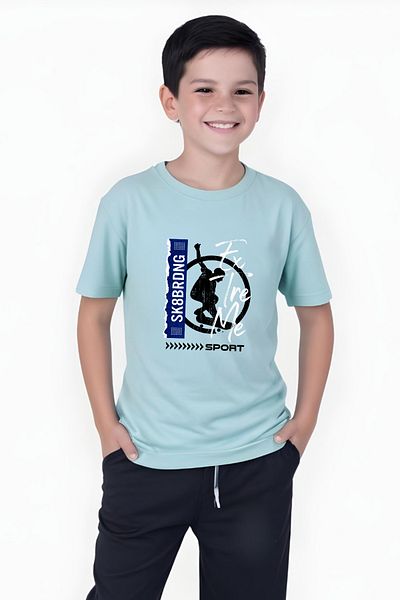 FYK COLLECTİON Тениска с къс ръкав и кръгло деколте Extreme SK Print за момче