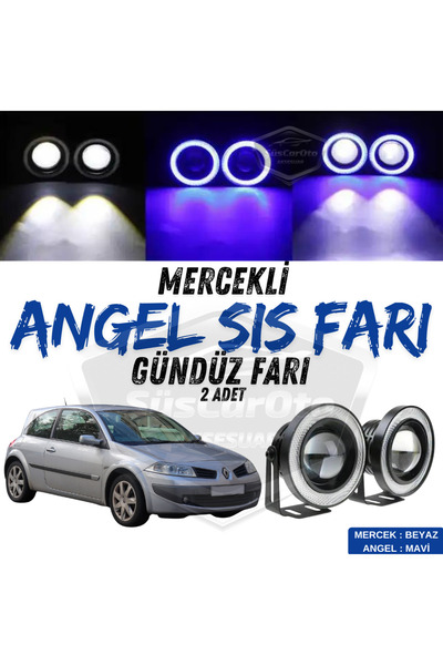 caralp Renault Megane 2 2003-2008 Uyumlu Mercekli Angel Sis Farı Metal 76 mm ...