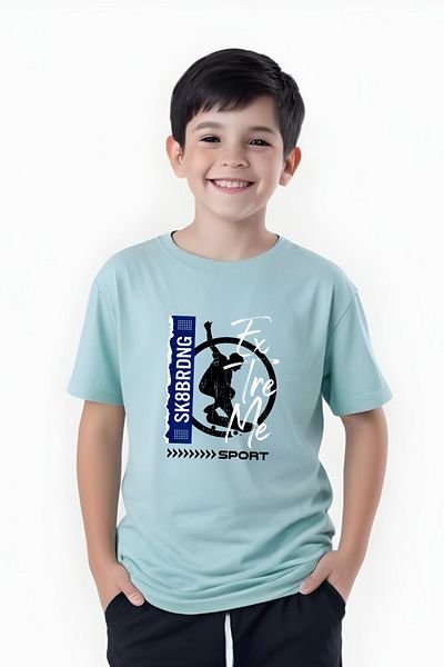 FYK COLLECTİON Тениска с къс ръкав и кръгло деколте Extreme SK Print за момче