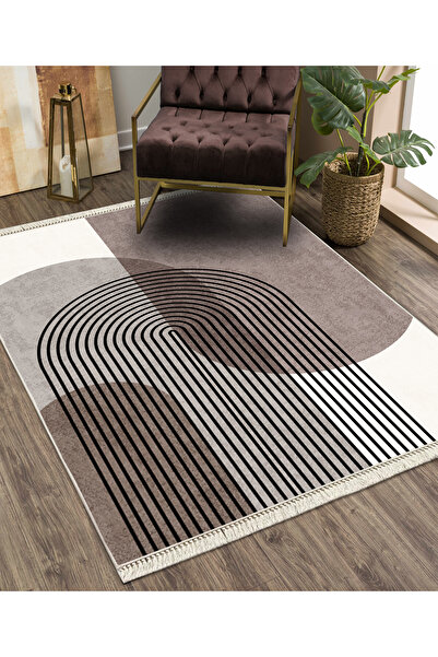 Modern home Yıkanabilir Kaymaz Dot Keçe Tabanlı Salon Halısı Yıkanabilir Halı...
