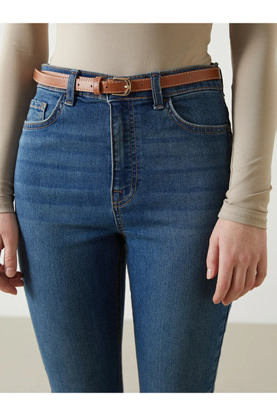 LC Waikiki LCW Jeans İndigo Beli Kemerli Jüpiter Süper Skinny Fit Jean Pantolon