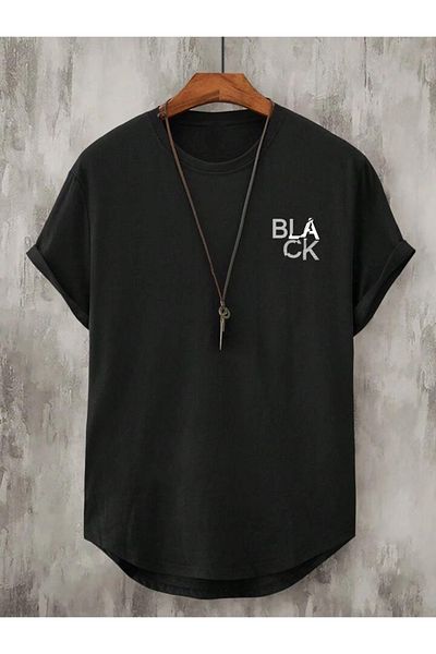 DEEPSENCE Μαύρο ανδρικό μπλουζάκι Slim Fit Oval Cut