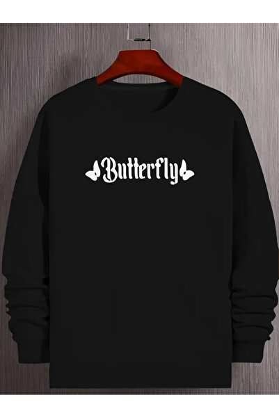 Nebulaa Tekstil Φούτερ NEBULAA με στάμπα πεταλούδας και στρογγυλή λαιμόκοψη, ...