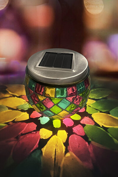 Ecuy Dekoratif Mozaik Led Gece Lambası – Güneş Enerjili, Modern Aydınlatma, Dış & Iç Mekan