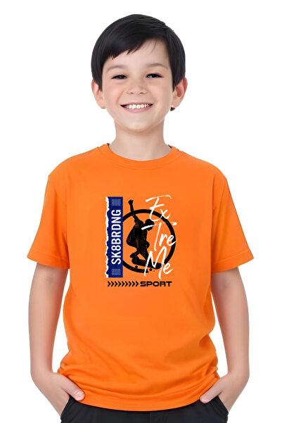 FYK COLLECTİON Tricou cu mânecă scurtă cu gât rotund pentru băiat cu imprimeu...