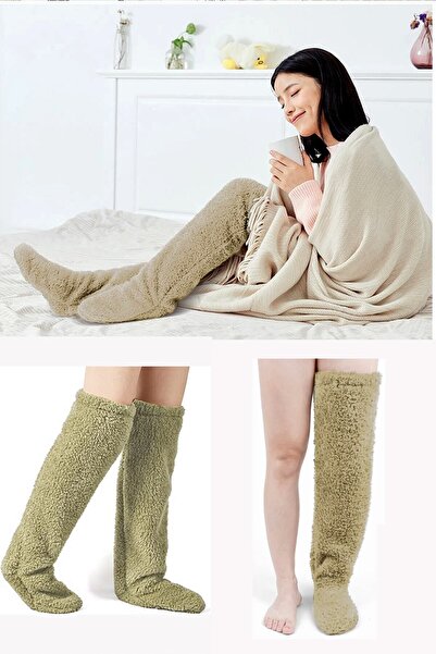 Leiste جوارب نوم قطيفة فوق الركبة، جوارب طويلة لتدفئة القدمين