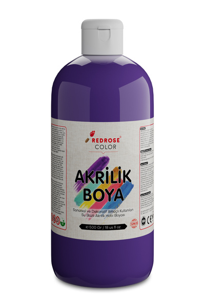 REDROSE COLOR Mor Akrilik Boya 500 gr Sanatsal, Dekoratif, Hobi Amaçlı, Canlı...