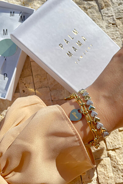 PALMMAMA Palm Mama Jewelry Kalp Gold Paslanmaz Çelik Rodyum Kaplama Sevgililer Günü Hediye Bileklik