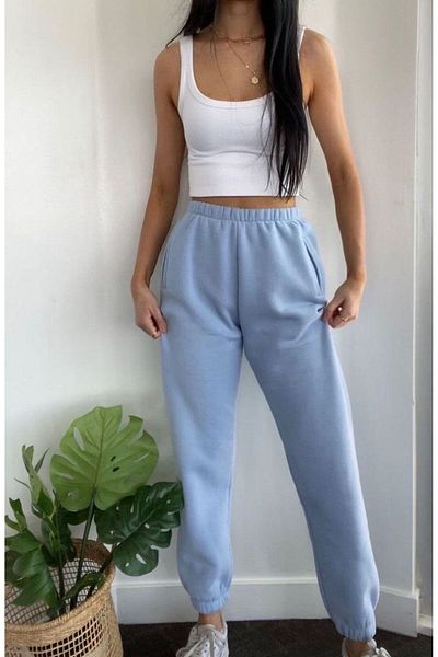 FUNSTYLE Γυναικείο Μπλε Λαστιχένιο Πόδι Oversize Ροζ Φούτερ