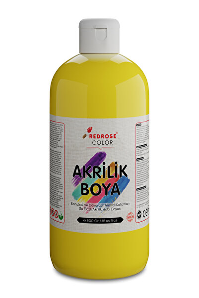 REDROSE COLOR Sarı Akrilik Boya 500 gr Sanatsal, Dekoratif, Hobi Amaçlı, Canl...