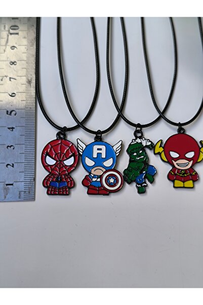 Esey Dizayn Marvel Spiderman Hulk Ironman Captain America Kolye Ve Deri Bileklik - Erkek Çocuk Kolye