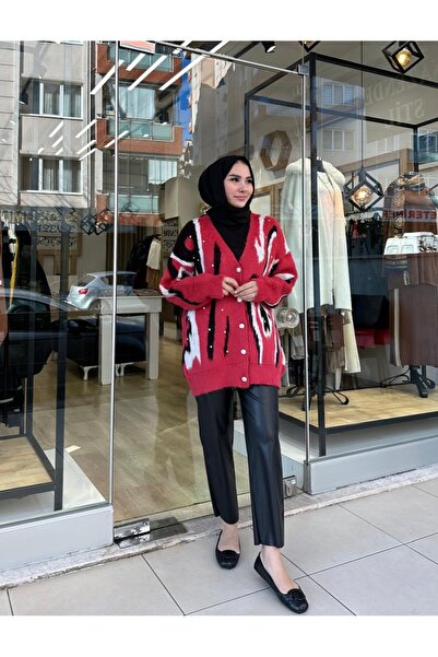 RECEP AYDIN Women's Oversize Stone Embroidered Cardigan