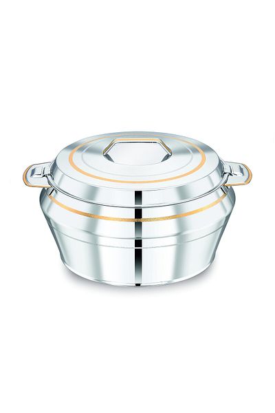 Bohara Stainless Steel Food Container (SHAKEELA) Decorated With Golden Calligraphy, Capacity 5000 ml