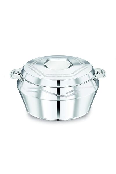 Bohara Stainless Steel Food Container (SHAKEELA) Decorated With Gray Calligraphy, Capacity 2000 ml