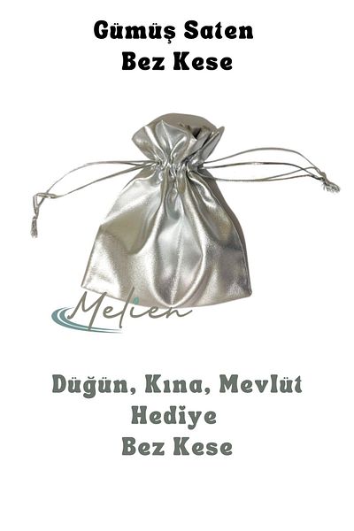 Melien 10 броя 14см x 12см сребърни сатенени бисквитки с къна за сватбен подарък - торбичка за обрязване Mevlid