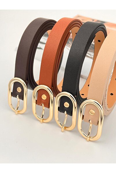 Descoin مجموعة من 4 إبزيم ذهبي بيضاوي للنساء، حزام، حزام سترة، حزام فستان، حزام بنطلون