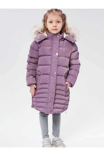 Zekids Girl's Hooded Fur Long Thick Coat