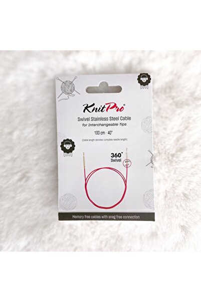 KnitPro Mor Misina Kablo Paslanmaz Çelik (360° dönen) 100 cm