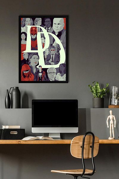 Saturn Tablou înrămat Daredevil - Poster de desene animate Marvel