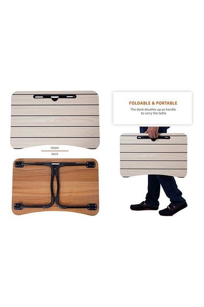 Primo Plus Foldable Laptop Table Striped Beige