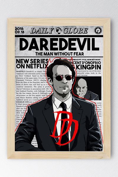 Saturn Tablou înrămat Daredevil - Poster de desene animate Marvel