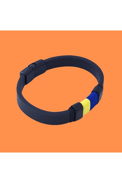Lugus Dizayn Yellow Navy Blue Fan Leather Bracelet
