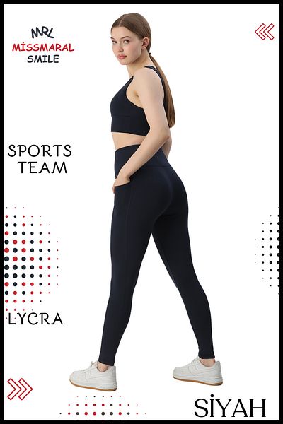missmaral Colanți sport negri din Lycra cu talie înaltă pentru femei - Slim Fit, buzunar dublu, alergare Pilates Fitness 3065