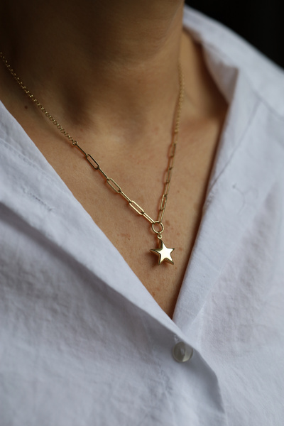 Yenigün Kuyumculuk 14 Ayar Altın Doch Ve Ataç Zincirde Yıldız Kolye