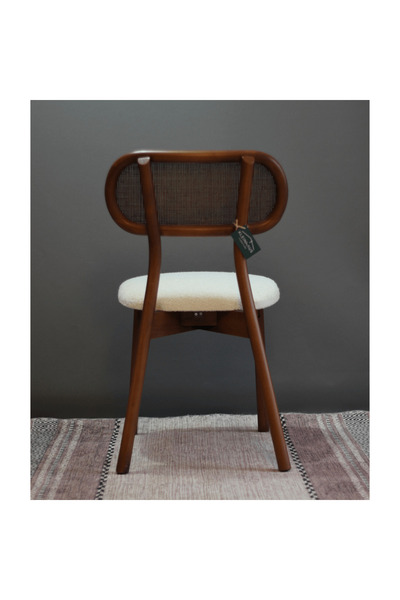 KleinHaus Furniture İbiza Ahşap Sandalye, Doğal Hazeran Örgü, Modern Tasarım (Değiştirilebilir Renk ve Kumaş)