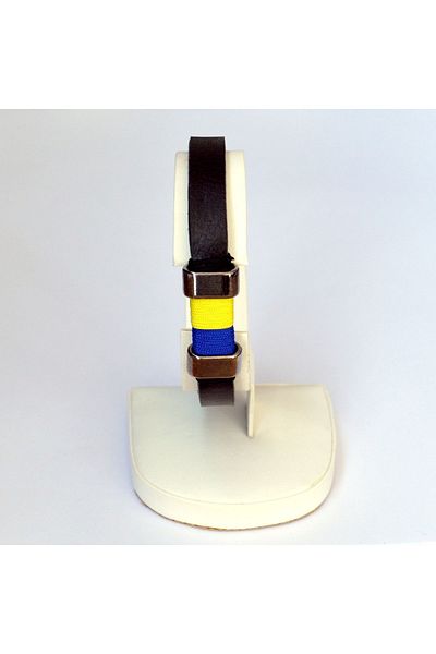 Lugus Dizayn Yellow Navy Blue Fan Leather Bracelet