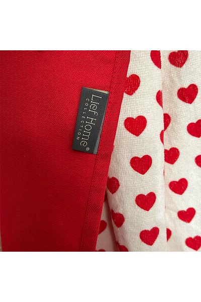 Lief Home Panama Braided Red Kitchen Apron with Hearts and Towels