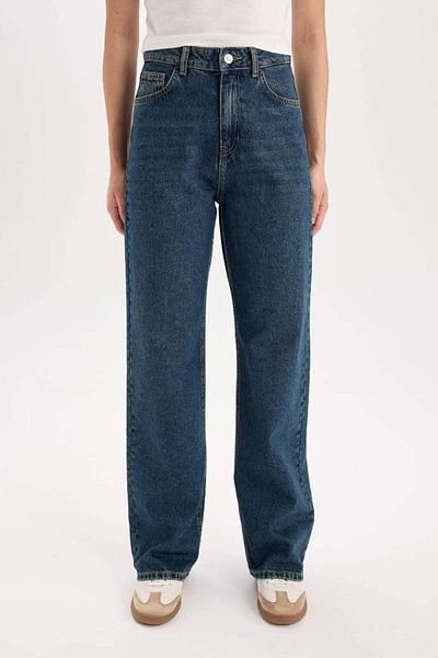 DeFacto Νέα σεζόν 90's Wide Leg Ψηλόμεσο Φαρδύ Μακρύ Jean Snow Washed Παντελόνι