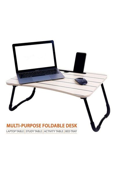 Primo Plus Foldable Laptop Table Striped Beige