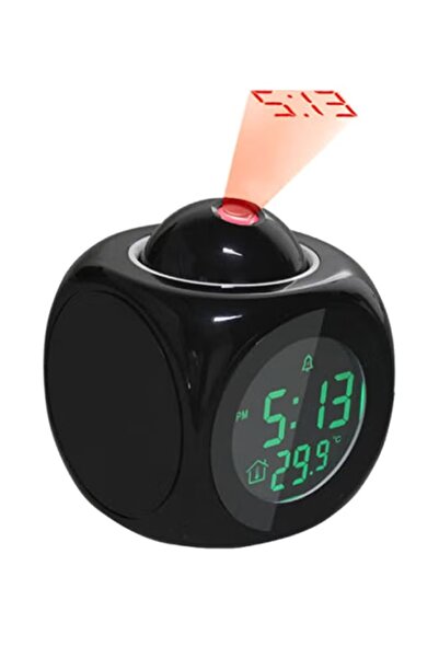 Primo Plus Digital alarm clock LCD display with temperature display in black