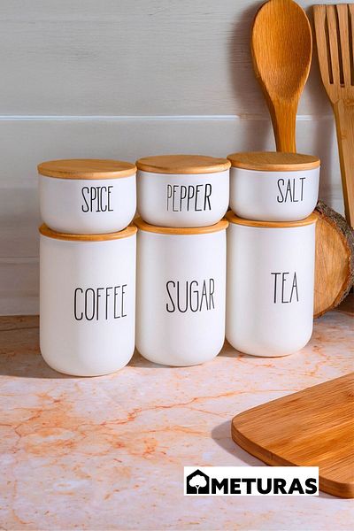 Meturas Mtrs 20241114   White Glass Bamboo Lid Spice Rack Set