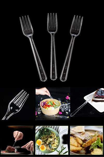 Özkan Ambalaj Temizlik 50Pcs Extra Thick Plastic Clear White Dinner Forks