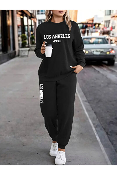 Nebulaa Tekstil NEBULAA Άνετο Σετ Φούτερ με Κουκούλα και Φόρμα με Στάμπα - Γυ...