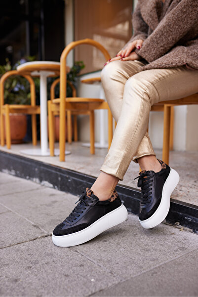 Carweza Ayakkabı Αθλητικά παπούτσια από γνήσιο δέρμα Jaspe Black / Leopard