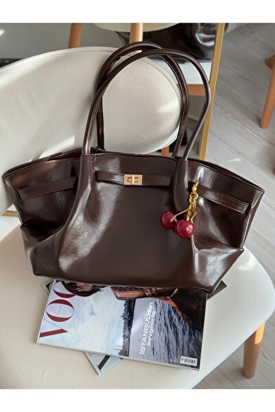 mèche atelier since 2024 Velká kožená taška - hořkohnědá