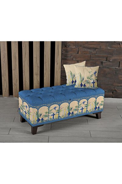 Armi Puf Saray Bahçesi Desenli Sandıklı Puf +2 Kırlent