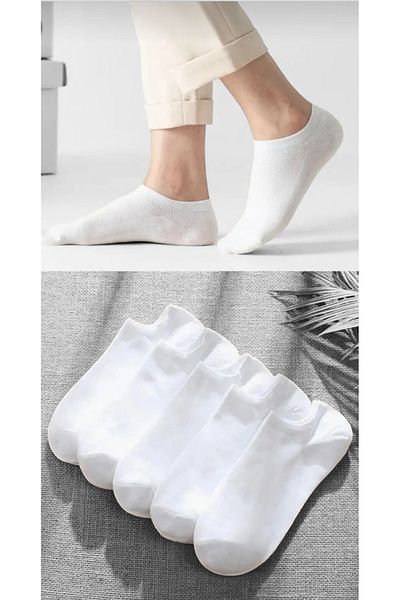 Marlin Men's 6-Pack Plain White Invisible Sneakers Socks