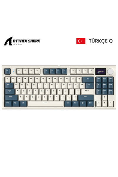 Meyer Gaming Attack Shark K86 2.4G Wireles/Bluetooth/USBC Gasket Kablosuz RGB Ekranlı Mekanik Klavye TÜRKÇE Q
