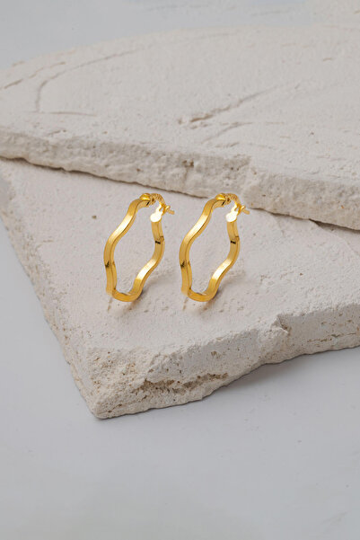 Bilezikci Zikzaklı 22 Ayar Altın Halka Küpe Orta Boy