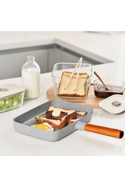 NEOFLAM 29cm Gray Fika Rectangular Pan - Glass Lid