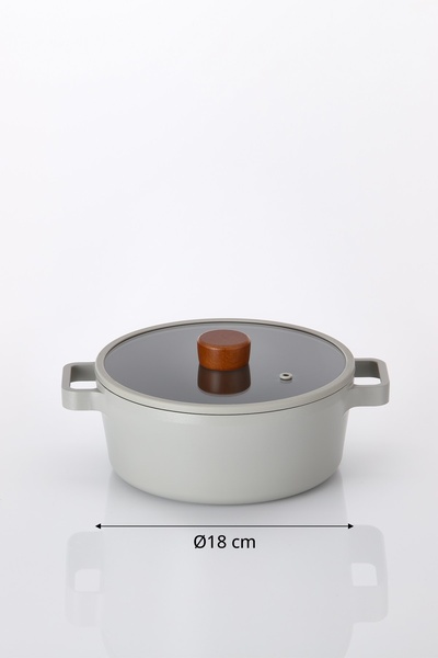 NEOFLAM Fika Aluminum Cast Pot with Gray Glass Lid 18 cm
