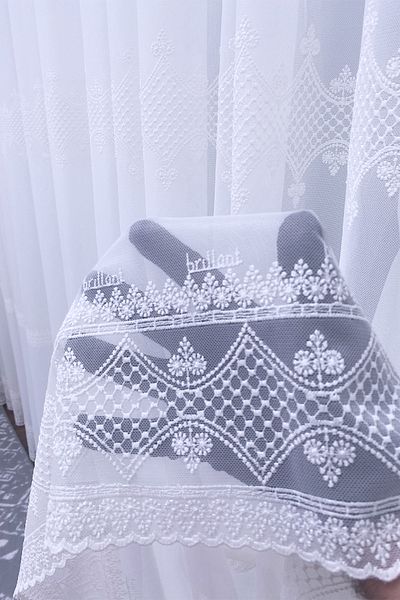 Brillant Living Room Bedroom Plain Avant-Garde New Season 2025 1/3 Regular Pleated Tulle Curtain Fy