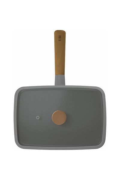 NEOFLAM 29cm Gray Fika Rectangular Pan - Glass Lid