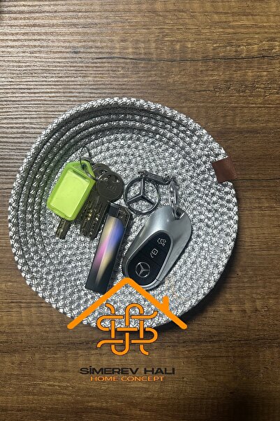 SİMEREV HALI HOME CONSEPT Γκρι διακοσμητικό κομοδίνο Dresuar Desktop Top Keychain Δίσκος πορτοφολιού Ψάθινος ιουτέ Οργανωτής μπάνιου